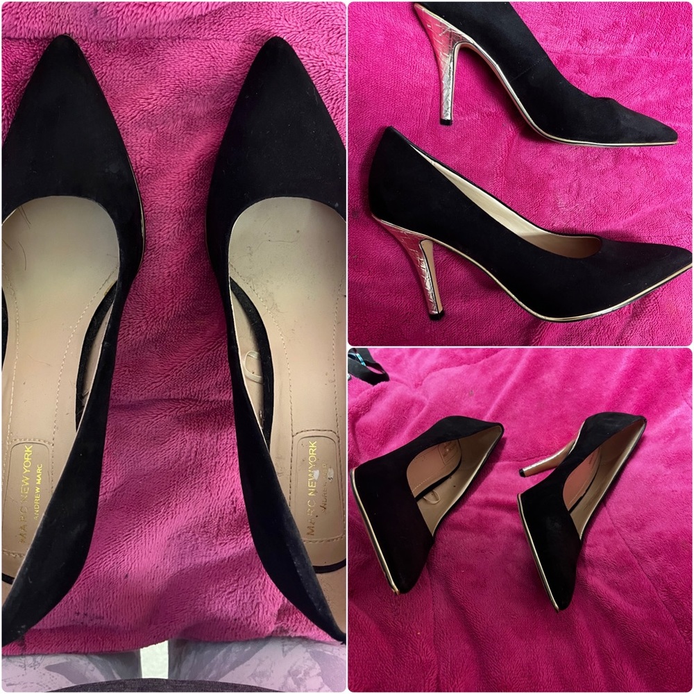 Black/gold pointy heels size 9